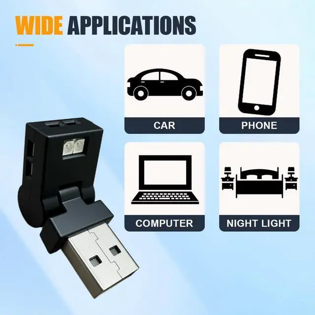 Alt view image 6 of 6 - Mini USB LED Light, Portable Adjustable Brightness Car 7 Color RGB Dynamic Ambient Lights, Plug-in Auto Interior Night Atmosphere Lamp Decoration Accessories for Laptop Home(2PCS)
