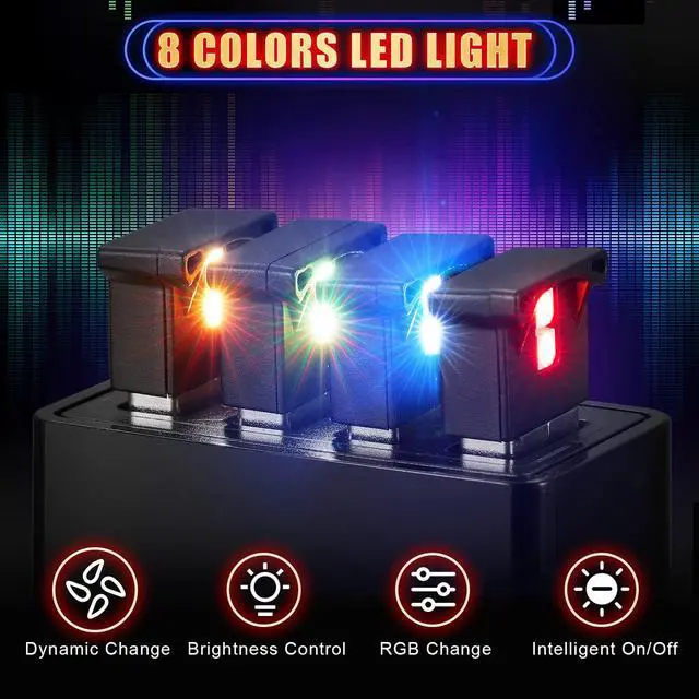 Alt view image 2 of 7 - 2 Pieces Mini USB LED Light, Car LED Interior Lighting 5v Smart USB Atmosphere Light, Laptop Keyboard Office Decoration Night Lamp, Adjustable Brightness, 8 Colors