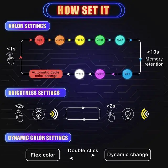 Alt view image 4 of 7 - 2 Pieces Mini USB LED Light, Car LED Interior Lighting 5v Smart USB Atmosphere Light, Laptop Keyboard Office Decoration Night Lamp, Adjustable Brightness, 8 Colors