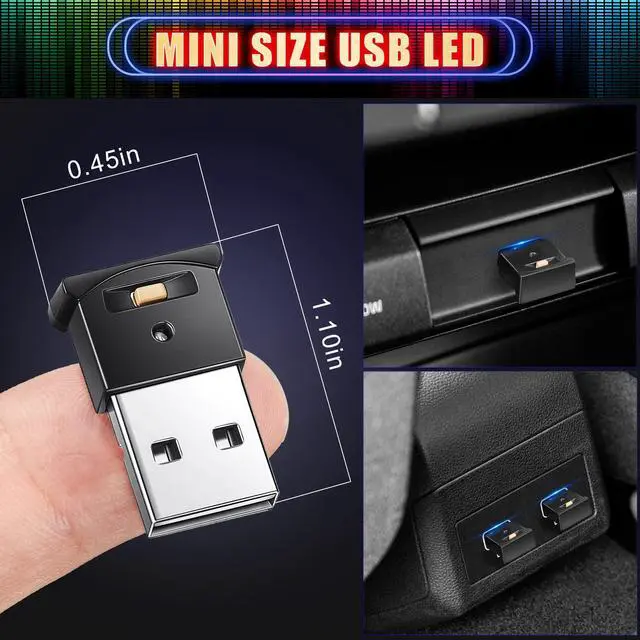 Alt view image 5 of 7 - 2 Pieces Mini USB LED Light, Car LED Interior Lighting 5v Smart USB Atmosphere Light, Laptop Keyboard Office Decoration Night Lamp, Adjustable Brightness, 8 Colors