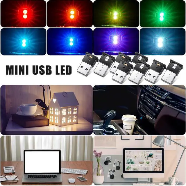 Alt view image 6 of 7 - 2 Pieces Mini USB LED Light, Car LED Interior Lighting 5v Smart USB Atmosphere Light, Laptop Keyboard Office Decoration Night Lamp, Adjustable Brightness, 8 Colors