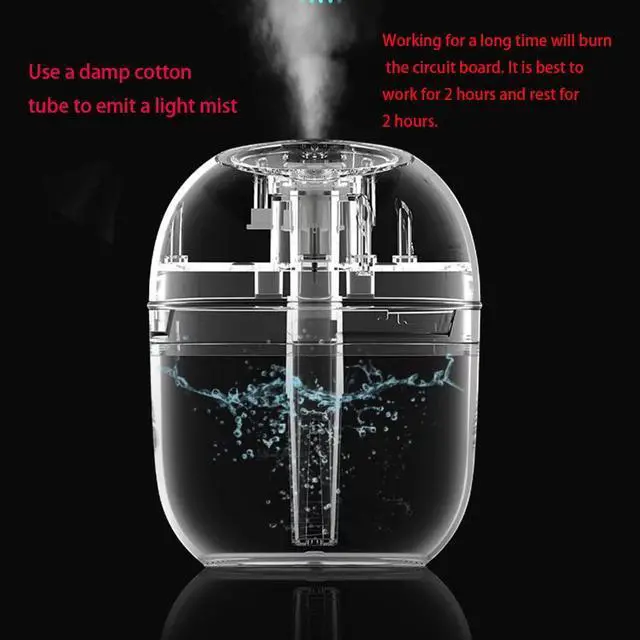Alt view image 6 of 7 - Mini Humidifier, USB Power Supply, Suitable for Study Room, Bedroom, Baby Room, Office, Car, With 7 Color LED, Air Humidifier, Can Befor Facial Moisturizing (Snow White)