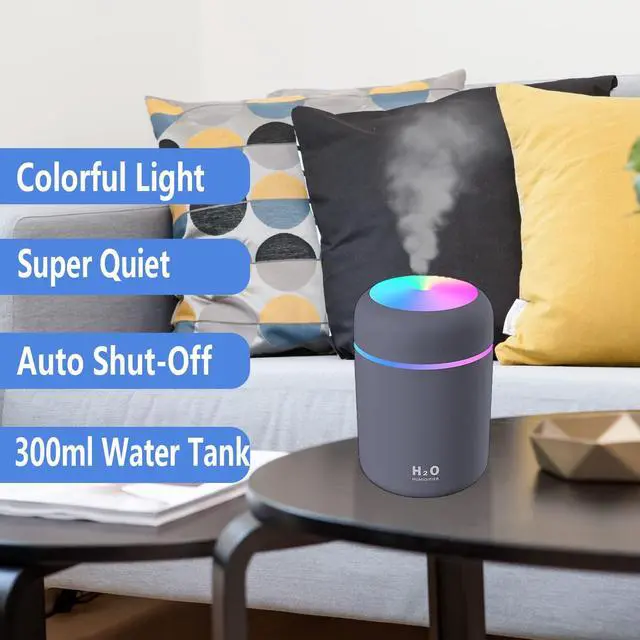 Alt view image 2 of 7 - Colorful Cool Mini Humidifier, Essential Oil Diffuser, Aroma Essential USB Personal Desktop Humidifier for Car, Office Room, Bedroom etc,2 Adjustable Mist Modes (Navy Blue)