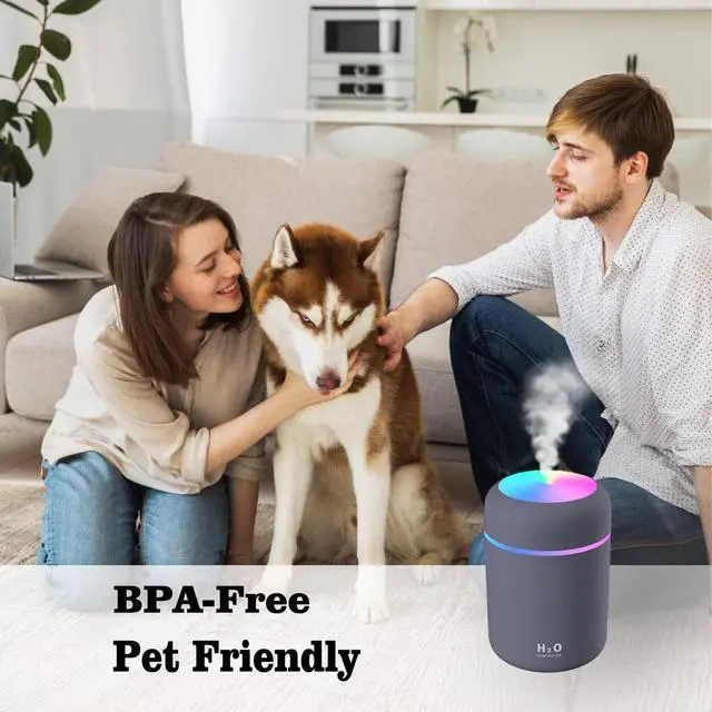 Alt view image 4 of 7 - Colorful Cool Mini Humidifier, Essential Oil Diffuser, Aroma Essential USB Personal Desktop Humidifier for Car, Office Room, Bedroom etc,2 Adjustable Mist Modes (Navy Blue)