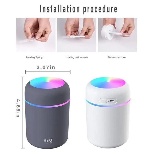 Alt view image 5 of 7 - Colorful Cool Mini Humidifier, Essential Oil Diffuser, Aroma Essential USB Personal Desktop Humidifier for Car, Office Room, Bedroom etc,2 Adjustable Mist Modes (Navy Blue)