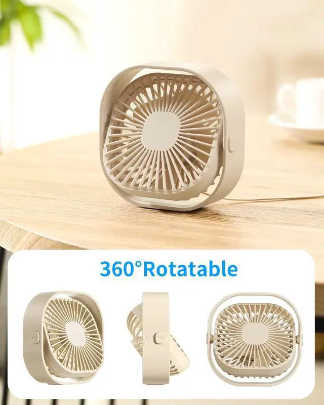 Alt view image 6 of 7 - 4 Inch Small USB Desk Fan, 3-Speed Portable & 360°Rotatable Mini Cooling Fan, USB-Powered Desktop Fan for Home Office Bedroom Dorm Indoor Outdoor Summer Gift