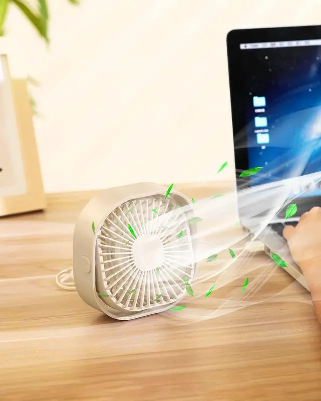 Alt view image 3 of 7 - 4 Inch Small USB Desk Fan, 3-Speed Portable & 360°Rotatable Mini Cooling Fan, USB-Powered Desktop Fan for Home Office Bedroom Dorm Indoor Outdoor Summer Gift
