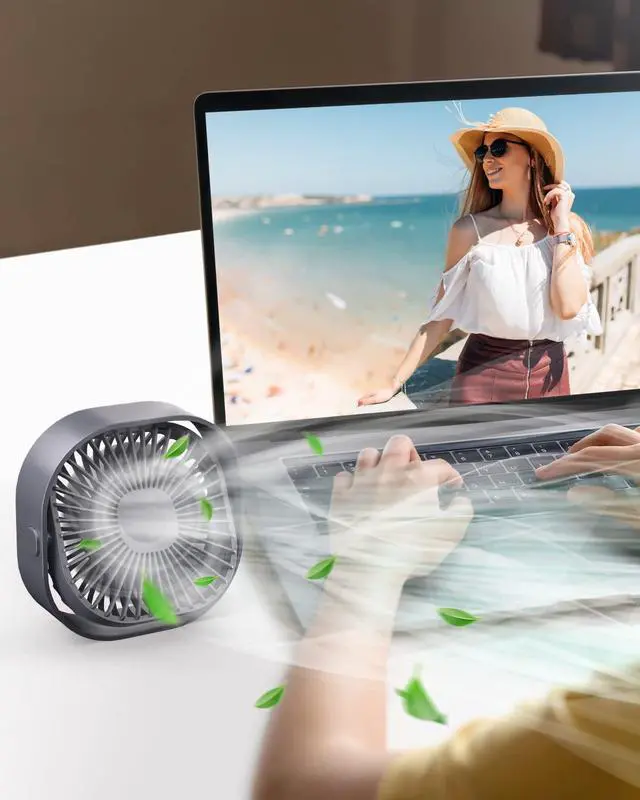 Alt view image 3 of 6 - 4 Inch Small USB Desk Fan, 3-Speed Portable & 360°Rotatable Mini Cooling Fan, USB-Powered Desktop Fan for Home Office Bedroom Dorm Indoor Outdoor Summer Gift