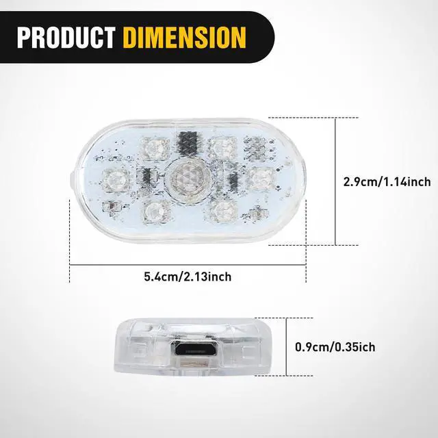 Alt view image 2 of 7 - Wireless Magnetic RGB LED Interior Lights, 2 PCS 7 Colors USB Rechargeable Universal Mini Sticky Footwell Ambient Atmosphere Reading Lamp with Touch Sensor, Portable Night Lighting for Car