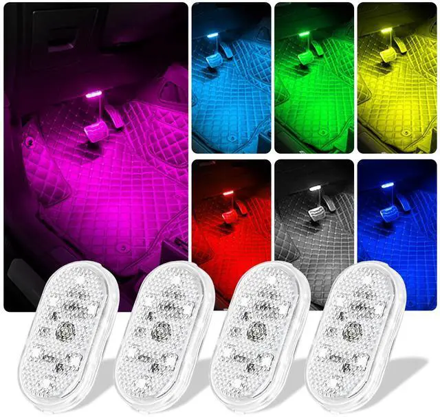 Main image of 4PCS Wireless Car Led Interior Lights with Touch Control, 7 Colors Magnetic Car Dome Lamp, USB Rechargeable Cordless Footwell Ambient Light for Cars Truck Van,Cabinet, Wardrobe