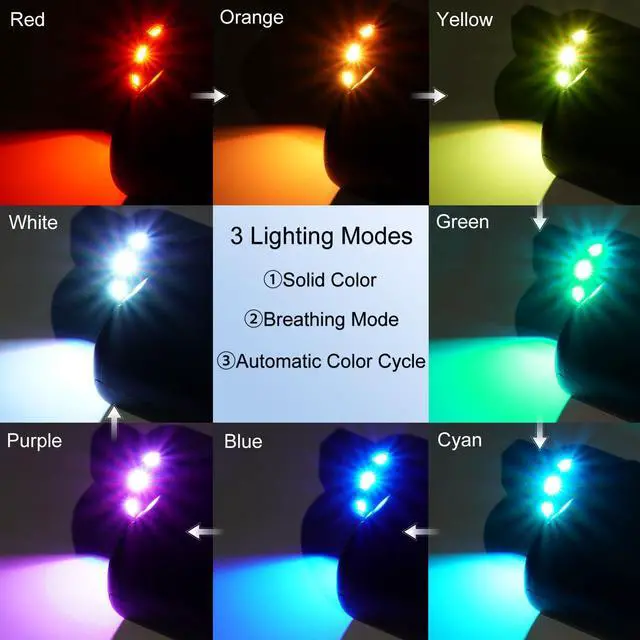 Alt view image 2 of 6 - Mini USB Type C LED Light, 8 Color RGB Interior Atmosphere Lighting for Phone, Laptop, Keyboard, Night Lamp, Decoration Brightness Direction Adjustable(Quantity: 2)