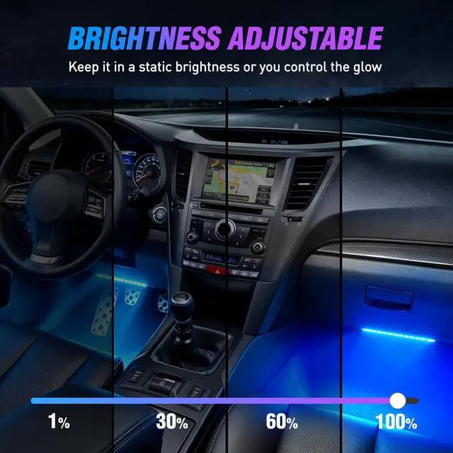 Alt view image 7 of 7 - 48 LEDs DC 5V Multicolor Music Car Strip Light Under Dash Lighting Kit with Sound Active Function and Wireless Remote Control, 2 Years Warranty, 4PCS USB Interior Lights