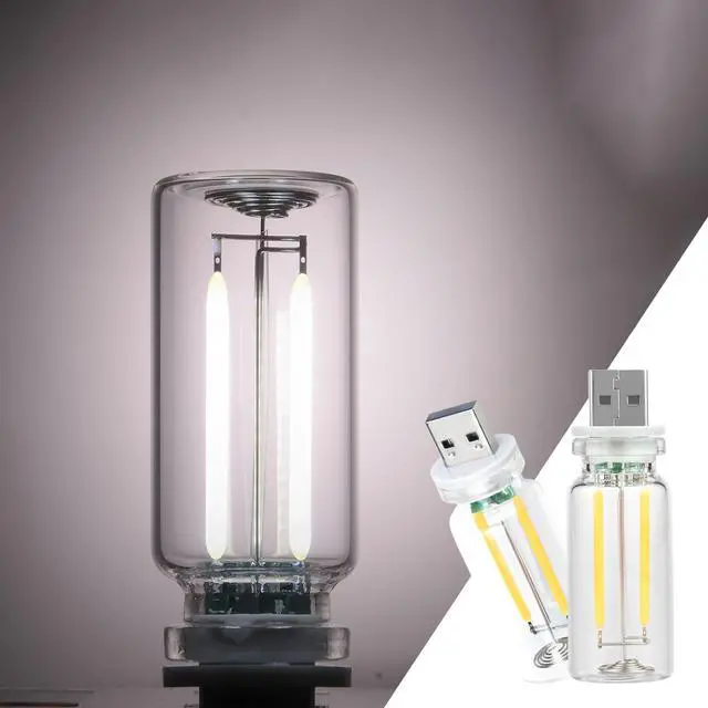 Main image of 2 Pack Car LED Lights Interior, USB Light for Car Decor & Bedroom, Touch Dimmable Ambient Lighting, Mini Glass Bottle Night Light for Camping Gifts-White