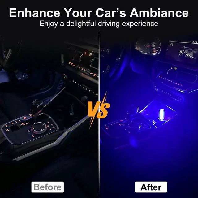 Alt view image 2 of 7 - 2 PCS Car USB Night Light Bulb, Touch Dimmable Car Interior Ambient Lights, Portable Mini USB Retro Glass Bottle Lamp Decorations for Vehicle, Bedroom, Hallway, Camping (Blue)