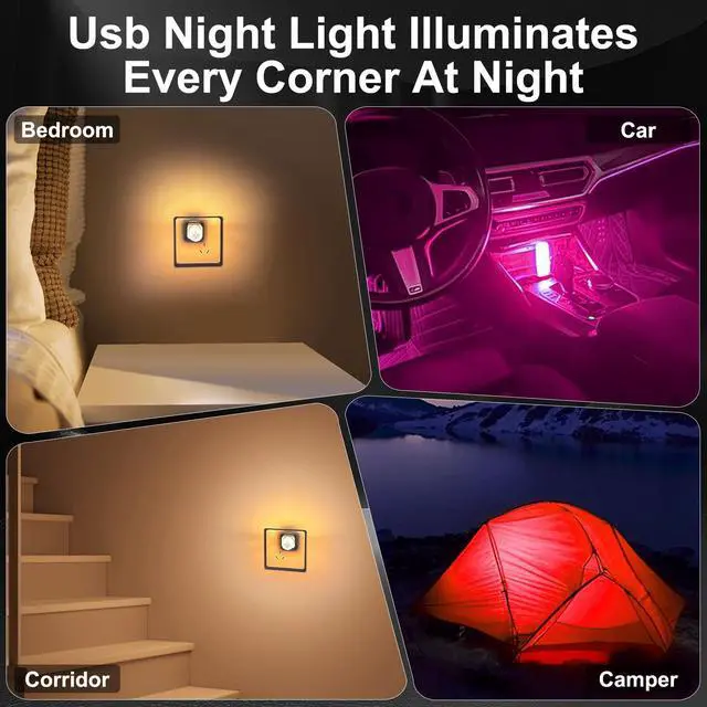 Alt view image 6 of 7 - 2 PCS Car USB Night Light Bulb, Touch Dimmable Car Interior Ambient Lights, Portable Mini USB Retro Glass Bottle Lamp Decorations for Vehicle, Bedroom, Hallway, Camping (Blue)