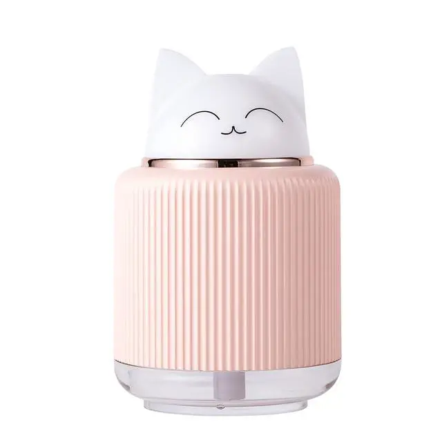 Alt view image 5 of 6 - Mini Humidifier-Cute Cat Mist Humidifier for Kids Bedroom, Small Ultrasonic humidifier for Home Car Office with USB 2 LED Colors, Waterless Auto Shutoff, Quiet 300ml (Pink)