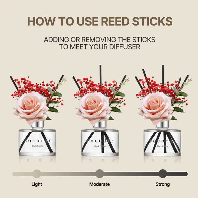 Alt view image 4 of 7 - Rose Flower Reed Diffuser/April Breeze/6.7oz(200ml)/1 Pack/Reed Diffuser, Reed Diffuser Set, Oil Diffuser & Reed Diffuser Sticks, Home Decor & Office Decor, Fragrance and Gifts