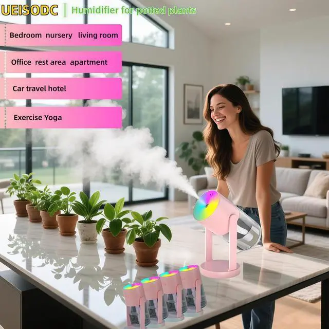 Alt view image 5 of 7 - UEISODC Bedroom Humidifier, USB Mini Portable Humidifier with Ultrasonic Nano-Fine Mist, Auto Shut-Off, Rotatable Design, Quiet Operation, and Easy Refilling & Cleaning