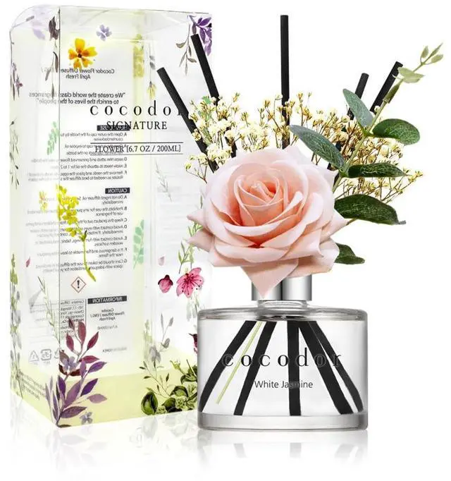 Main image of Rose Flower Reed Diffuser/White Jasmine/6.7oz/1Pack / Home Fragrance Scent Essential Oil Stick Diffuser for Bedroom Bathroom Home Decor for Women