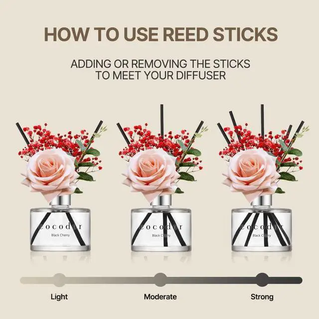 Alt view image 4 of 6 - Rose Flower Reed Diffuser/White Jasmine/6.7oz/1Pack / Home Fragrance Scent Essential Oil Stick Diffuser for Bedroom Bathroom Home Decor for Women