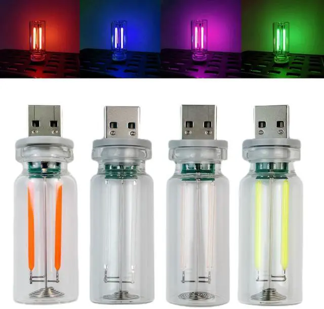 Main image of 4PCS Dimmable USB Touch Control Led Night Lights, Glass Plug in USB Light Bulbs, Cute Interior Car Lights, Retro Led Ambient Lighting, Small Mood Lamp for Bedroom, Hallway, Nursery, Camping