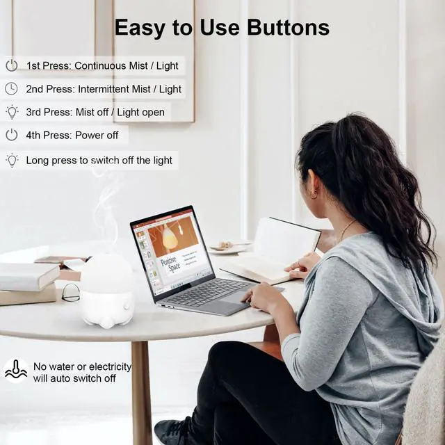 Alt view image 4 of 7 - 150ML Cordless Essential Oil Diffuser, Rechargeable Battery Powered Diffuser, Small Portable Aromatherapy, 6 Hours Works with 7 LED Color Changing Lights