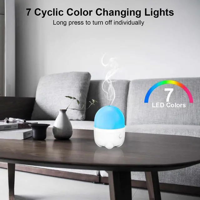 Alt view image 5 of 7 - 150ML Cordless Essential Oil Diffuser, Rechargeable Battery Powered Diffuser, Small Portable Aromatherapy, 6 Hours Works with 7 LED Color Changing Lights