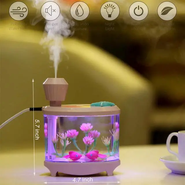 Alt view image 2 of 6 - Portable Mini Humidifier, 460ml Cool Mist Small Humidifier, USB Quiet Operation Desktop Humidifiers for Baby Bedroom Travel Office Home, 2 Mist Modes (Pink)