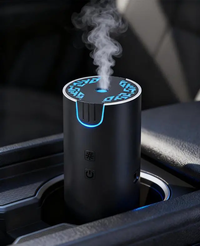 Main image of 100ML Car Diffuser, USB Rechargeable Battery Operated, Cordless Portable Essential Oil Diffuser with 7 LED Color Lights, 2 Timer Modes