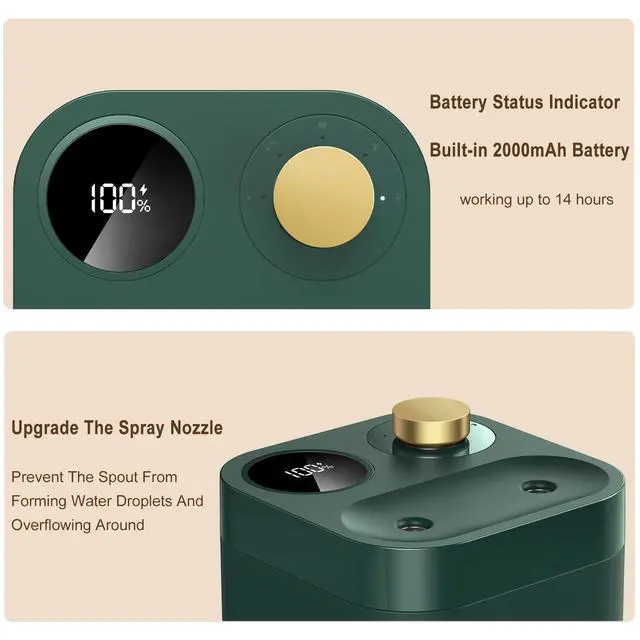Alt view image 3 of 7 - Portable Cordless Plant Humidifier 800ml Orfonbi, Battery Operated Small Cool Mist Humidifiers for up to 8 Hours, 28db Quiet, USB Rechargeable Mini Humidifier for Baby, Bedroom, Home, Office Green