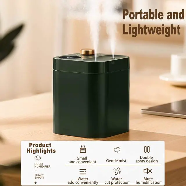 Alt view image 7 of 7 - Portable Cordless Plant Humidifier 800ml Orfonbi, Battery Operated Small Cool Mist Humidifiers for up to 8 Hours, 28db Quiet, USB Rechargeable Mini Humidifier for Baby, Bedroom, Home, Office Green
