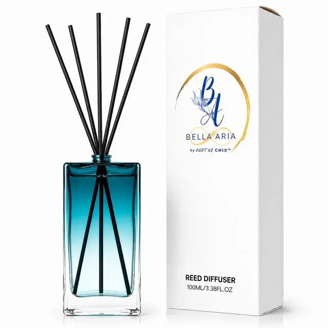 Main image of Reed Diffuser for Home Fragrance Summer Sea Breeze Scent 100ml with Reed Sticks, Long Lasting Flameless Diffuser for Bathroom, Bedroom & Living Room Decor, Giftable Glass Bottle