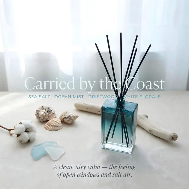 Alt view image 2 of 7 - Reed Diffuser for Home Fragrance Summer Sea Breeze Scent 100ml with Reed Sticks, Long Lasting Flameless Diffuser for Bathroom, Bedroom & Living Room Decor, Giftable Glass Bottle