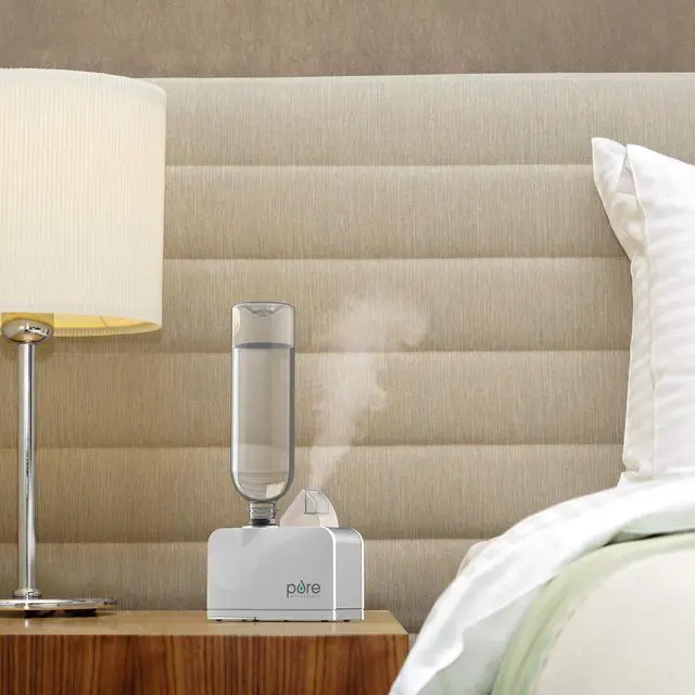 Alt view image 4 of 5 - MistAire Travel - Ultrasonic Cool Mist Water Bottle Humidifier with Auto Shut-Off, Mood Light, Fold-Out Leg, and Storage Bag for Portable Use at Home, Office, Hotel, and More