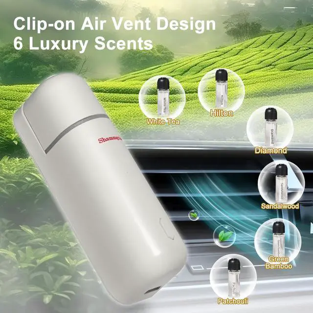 Alt view image 6 of 7 - Car Diffuser, Motion Sensor Waterless Essential Oil Diffuser for Car USB Rechargeable with 6 Refill ScentsHilton/Sandwood/WhiteTea/Diamond/GreenBamboo/Pachuli