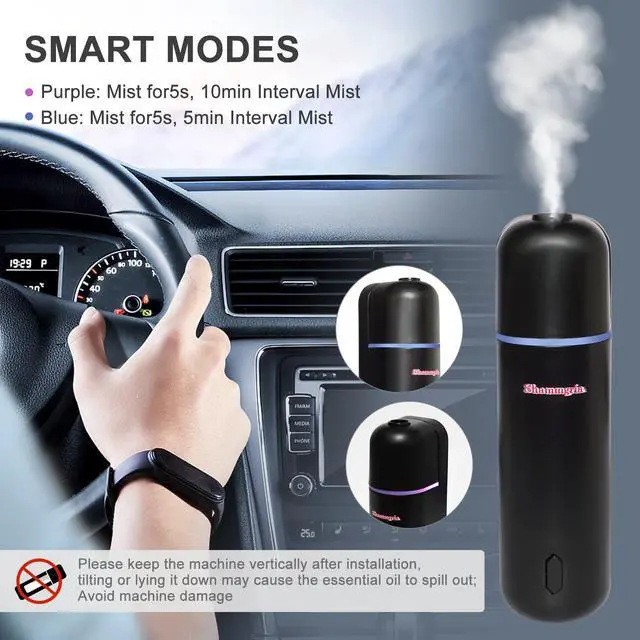 Alt view image 4 of 7 - Car Diffuser, Motion Sensor Waterless Essential Oil Diffuser for Car USB Rechargeable with 6 Refill ScentsHilton/Sandwood/WhiteTea/Diamond/GreenBamboo/Pachuli