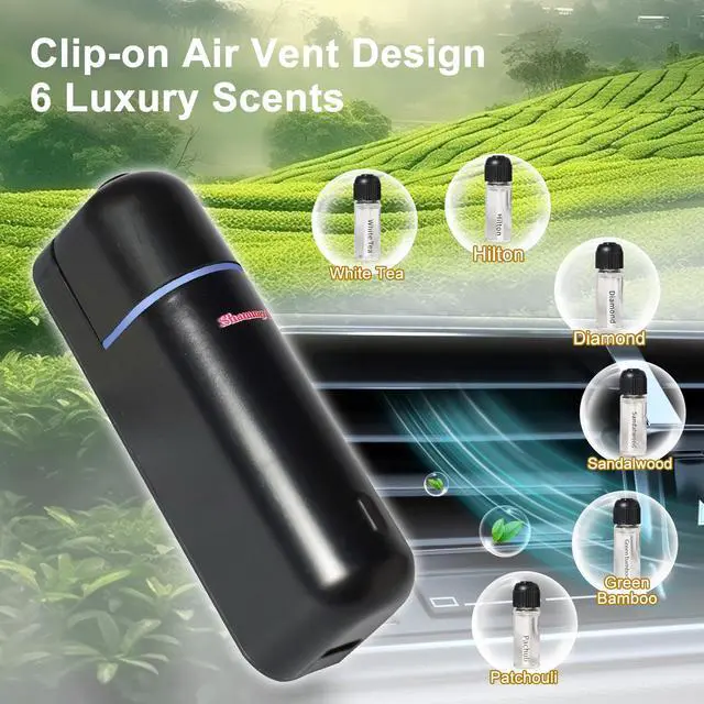 Alt view image 6 of 7 - Car Diffuser, Motion Sensor Waterless Essential Oil Diffuser for Car USB Rechargeable with 6 Refill ScentsHilton/Sandwood/WhiteTea/Diamond/GreenBamboo/Pachuli