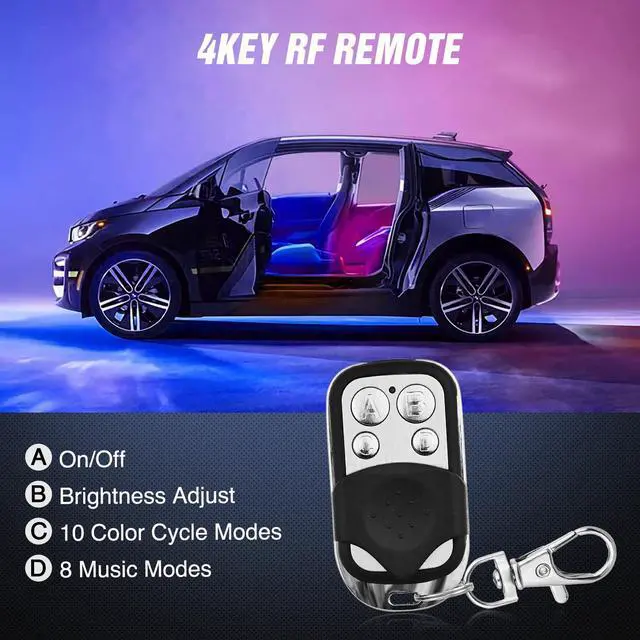 Alt view image 3 of 7 - 4PCS Interior Car Strip Lights Cigarette Lighter Dream Color RGB-IC 12V DC with App Remote Control Multicolor Under Car Dash Lighting 2 Lines Design Music Sync Mode for Cars Truck ATV UTV