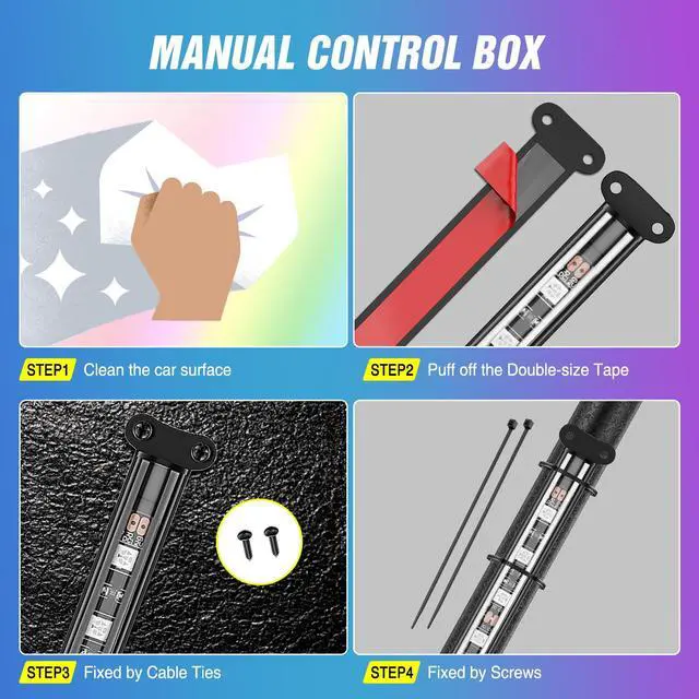 Alt view image 6 of 7 - 4PCS Interior Car Strip Lights Cigarette Lighter Dream Color RGB-IC 12V DC with App Remote Control Multicolor Under Car Dash Lighting 2 Lines Design Music Sync Mode for Cars Truck ATV UTV