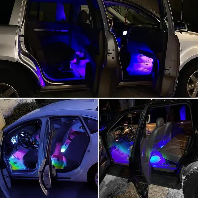 Alt view image 7 of 7 - 4PCS Interior Car Strip Lights Cigarette Lighter Dream Color RGB-IC 12V DC with App Remote Control Multicolor Under Car Dash Lighting 2 Lines Design Music Sync Mode for Cars Truck ATV UTV
