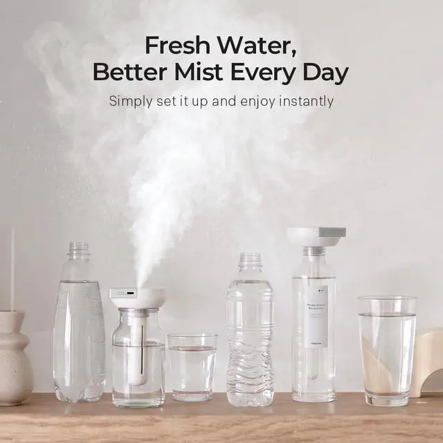 Alt view image 6 of 7 - Mini Humidifier, Portable Wireless Table Humidifier, USB-C Rechargeable Personal Mist Maker with Adjustable Length, Quiet 28dB, Leak-Resistant Design for Car, Bedroom, Office