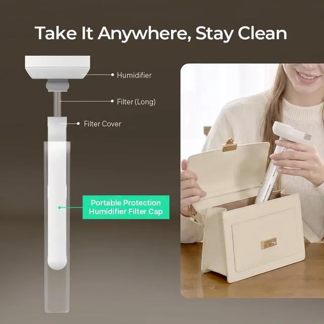Alt view image 7 of 7 - Mini Humidifier, Portable Wireless Table Humidifier, USB-C Rechargeable Personal Mist Maker with Adjustable Length, Quiet 28dB, Leak-Resistant Design for Car, Bedroom, Office