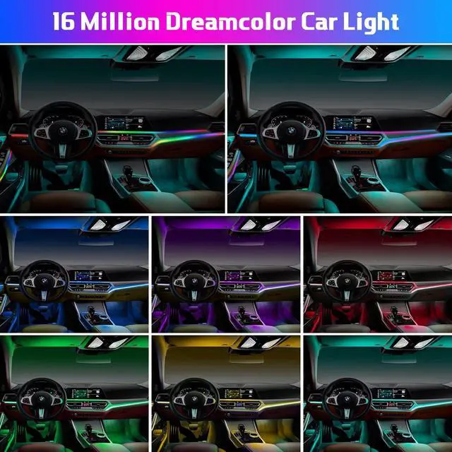 Alt view image 4 of 6 - Acrylic Interior Car LED Strip Light RGB Dreamcolor 10 in1 with Wireless APP, 175 inches 593 LED 16 Million Color Fiber Optic Automotive Ambient Light Kits Music Sync Sound Activated Car Neon Lights