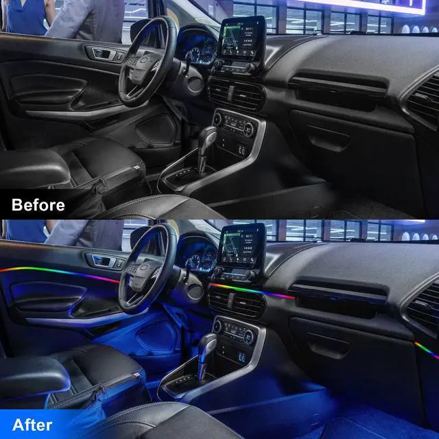 Alt view image 6 of 6 - Acrylic Interior Car LED Strip Light RGB Dreamcolor 10 in1 with Wireless APP, 175 inches 593 LED 16 Million Color Fiber Optic Automotive Ambient Light Kits Music Sync Sound Activated Car Neon Lights