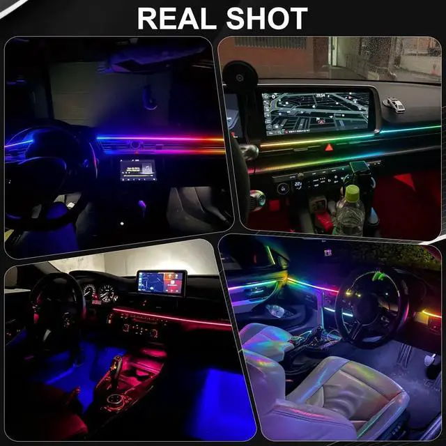 Alt view image 6 of 7 - Dreamcolor Acrylic Interior Car LED Strip Light with APP Remote Control, RGB 8 in 1 with 235 inches 800 LEDs Fiber Optic Strip Lights for Car, Dynamic Chasing Music Sync Neon Car Ambient Lighting Kits