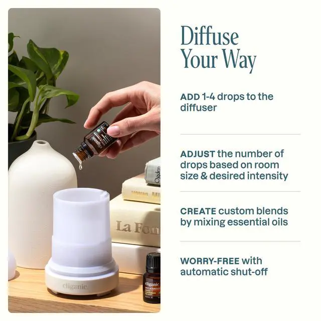 Alt view image 5 of 6 - Ceramic Diffuser (White), 100ml Ultrasonic for Essential Oils Aromatherapy, Home & Office