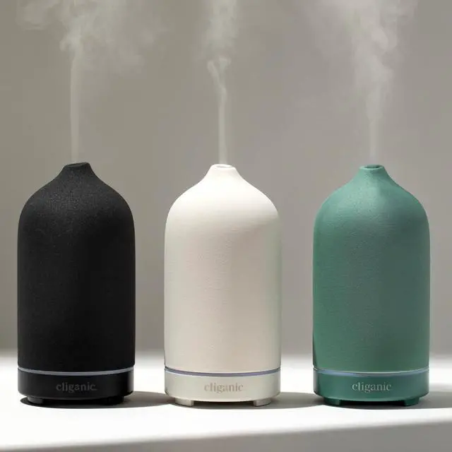Alt view image 7 of 7 - Ceramic Diffuser (Black), 100ml Ultrasonic for Essential Oils Aromatherapy, Home & Office