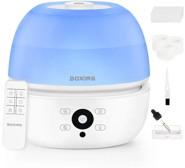 Main image of 3L Top Fill Humidifier for Bedroom, 20dB Whisper-Quiet Cool Mist with Easy Remote Control, 30H Runtime, Night Light, Essential Oil Tray, Timer for Baby, Plants and Home