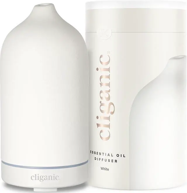 Main image of Ceramic Diffuser (White), 100ml Ultrasonic for Essential Oils Aromatherapy, Home & Office