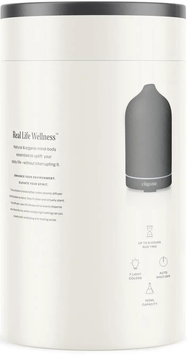 Alt view image 2 of 7 - Ceramic Diffuser (Black), 100ml Ultrasonic for Essential Oils Aromatherapy, Home & Office